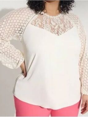 torrid Cream Lace Yoke Blouse